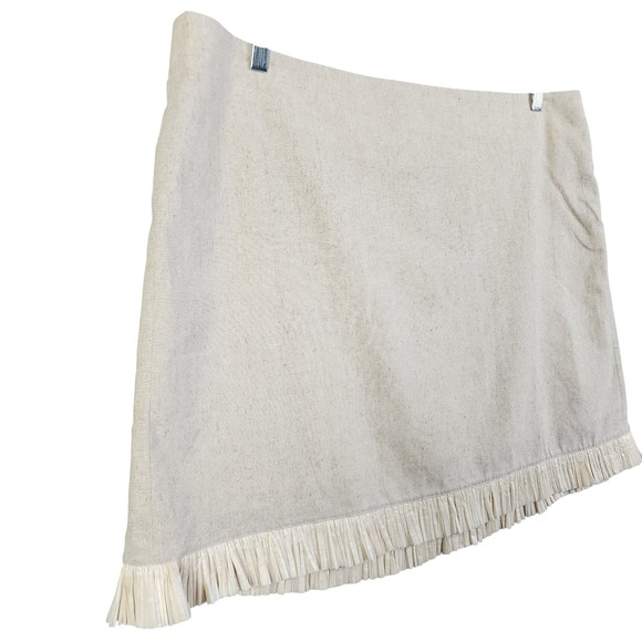 J Crew Factory Women Straw Trim Linen Blend Skirt Plus Size 20 Yarn Dye Flax NWT - Picture 3 of 15